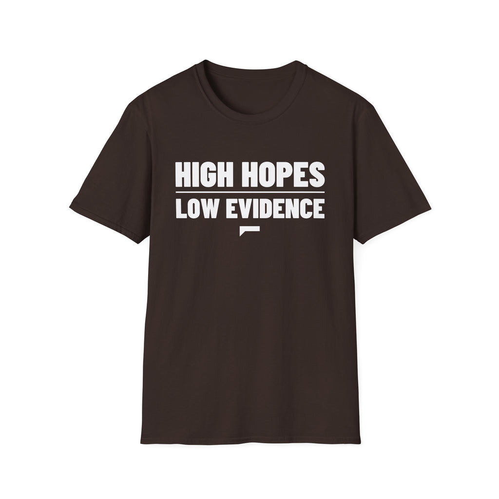 HIGH HOPES LOW EVIDENCE T-Shirt — Two-part take