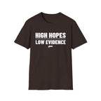 HIGH HOPES LOW EVIDENCE T-Shirt — Two-part take